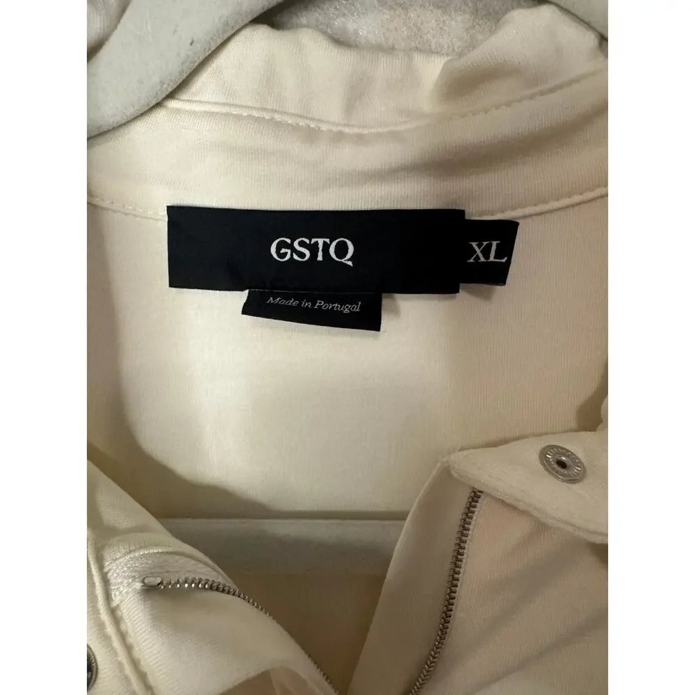 GSTQ Women's Snow White Front Zip Collared, Color Cream Shirt XL New With Tags